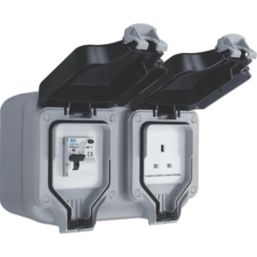 Masterplug  IP66 13A 1-Gang Weatherproof Outdoor Unswitched Active Plug Socket With RCBO