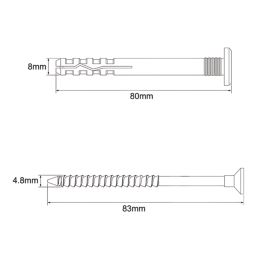 Easyfix  Nylon & Steel Mushroom Head Hammer Fixings 8mm x 80mm 50 Pack