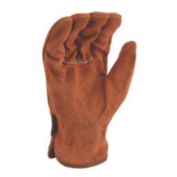 Stanley Split Cowhide Leather Driver Gloves Brown Medium