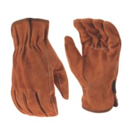 Stanley Split Cowhide Leather Driver Gloves Brown Medium