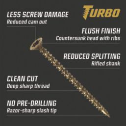 Turbo TX  TX Double-Countersunk  Multi-Purpose Screws 6mm x 70mm 100 Pack