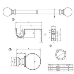 Cooke & Lewis Matt Black Curtain Pole Set 28mm x 1.2 - 2.1m