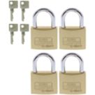 Burg-Wachter  Brass Keyed Alike  Long Shackle  Padlocks 40mm 4 Pack