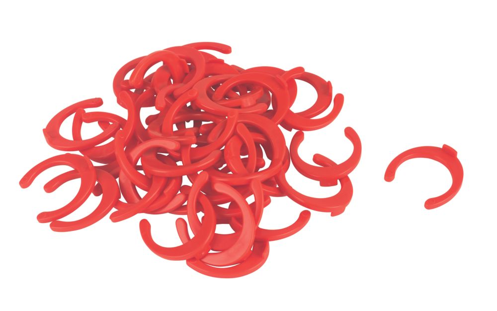 FloPlast FloFit+ Plastic Collet Clips Red 15mm 50 Pack - Screwfix