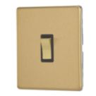Contactum Lyric 10AX 1-Gang Intermediate Switch Brushed Brass with Black Inserts