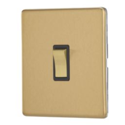Contactum Lyric 10AX 1-Gang Intermediate Switch Brushed Brass with Black Inserts