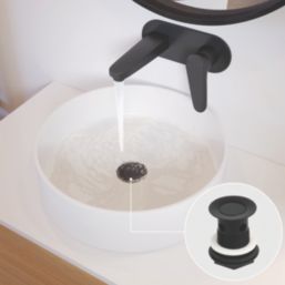 Flomasta Slotted Captive Basin Waste Matt Black 66mm