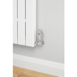 ETAL Danva 15mm x 1/2" Chrome Angled & L/S Modern Thermostatic Radiator Valve & Lockshield