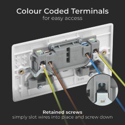 British General 800 Series 13A 2-Gang DP Switched Socket White