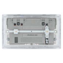 British General Nexus Metal 13A 2-Gang SP Switched Socket + 2.4A 22W 2-Outlet Type A & C USB Charger Polished Chrome with White Inserts
