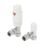 Flomasta  1/2" x 15mm White Angled & L/S Modern Thermostatic Radiator Valve & Lockshield