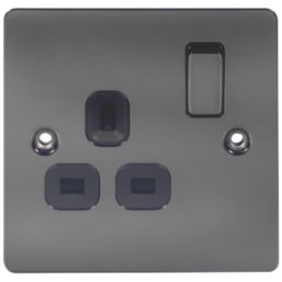 LAP  13A 1-Gang DP Switched Plug Socket Black Nickel  with Black Inserts