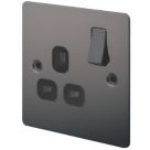 LAP  13A 1-Gang DP Switched Plug Socket Black Nickel  with Black Inserts