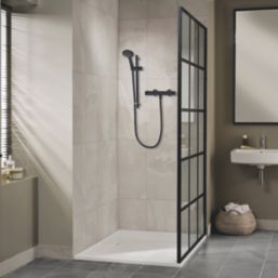 Triton Benito Rear-Fed Exposed Matte Black Thermostatic Mixer Shower