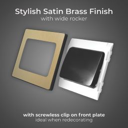 British General Evolve 20A 16AX 1-Gang 2-Way Wide Rocker Light Switch  Satin Brass with Black Inserts