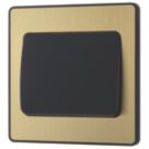 British General Evolve 20A 16AX 1-Gang 2-Way Wide Rocker Light Switch  Satin Brass with Black Inserts