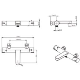 ETAL Orhan Matt Black 40mm Deck Mounted Dual Control Thermostatic Shower Mixer Tap