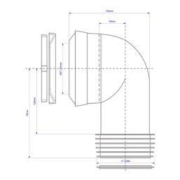 McAlpine MACFIT Rigid 90° Angled WC Short Pan Connector White 235mm