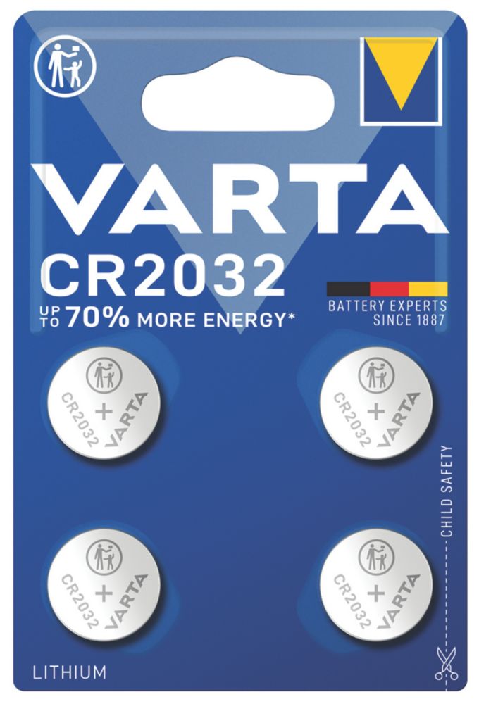 Varta CR2032 Coin Cell Battery 4 Pack Screwfix