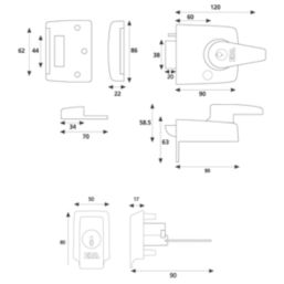 ERA 1930-31  Double Locking Night Latch Brass 60mm Backset