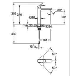 Grohe Dice Chrome 302mm Tall Lever Mono Basin Mixer Tap
