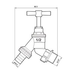 Flomasta Union Bib Cock 107mm H x 91.5 L 1/2" x 3/4"