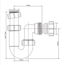 McAlpine Adjustable Inlet Tubular 'P' Trap White 32mm