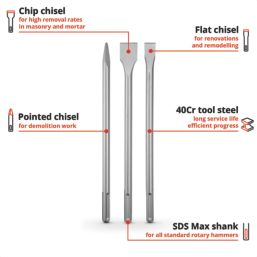Einhell  SDS Max Shank Chisel Bit Set 3 Pieces