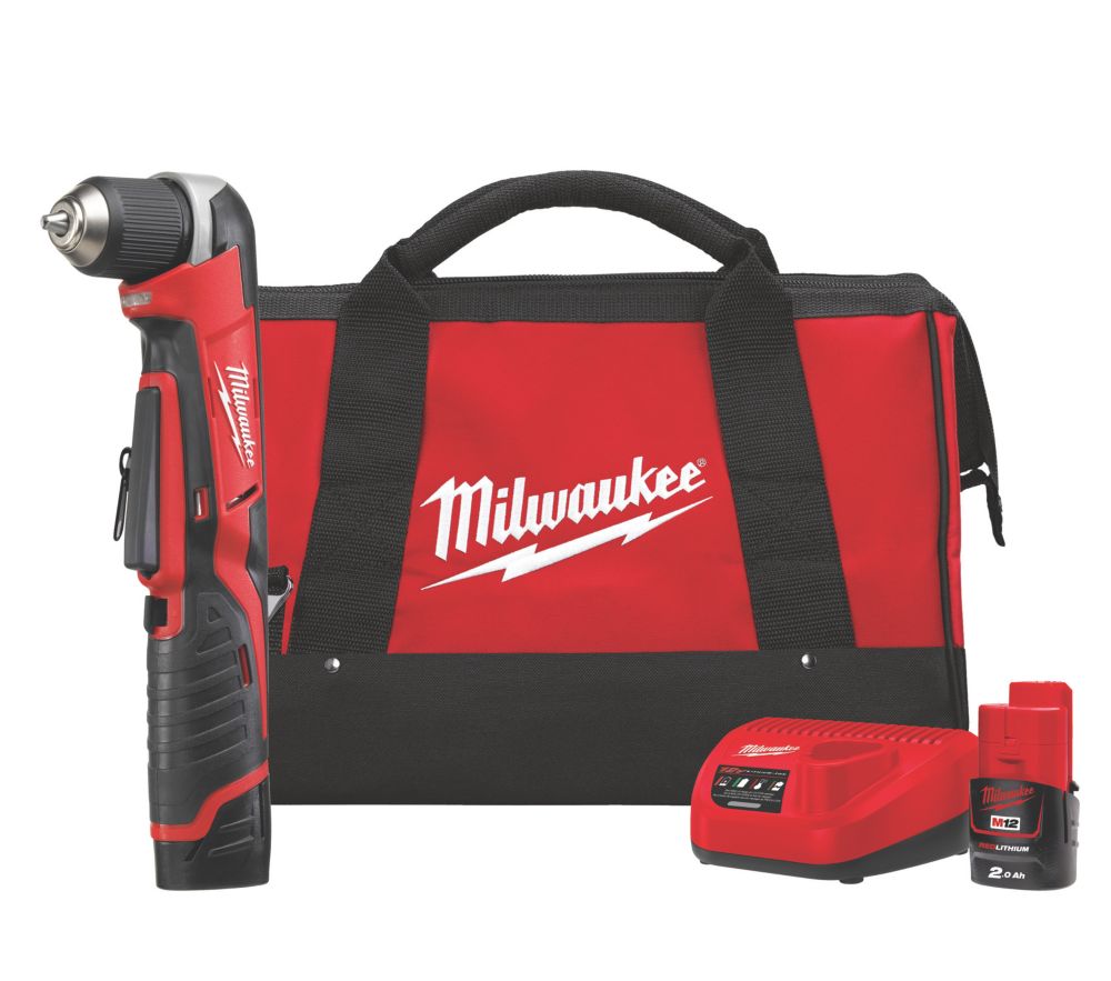 Milwaukee C12RAD-0 12V Li-Ion RedLithium Cordless Right-Angled Drill - Bare  - Screwfix