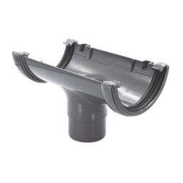 FloPlast  uPVC Round Gutter Running Outlet Anthracite Grey 112mm x 68mm