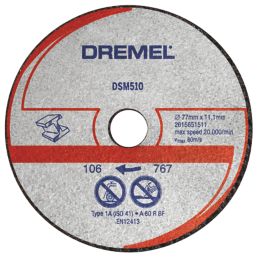 Dremel DSM510 Multi-Material Compact Saw Cutting Wheel 77mm (3") x 11.1mm 3 Pack