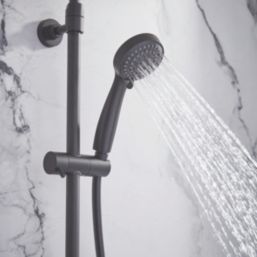 Meda Rear-Fed Exposed Black Thermostatic Bar Mixer Shower