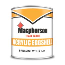 Macpherson 1Ltr Brilliant White Eggshell Emulsion Trim Paint