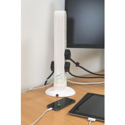 Masterplug 13A 10-Gang Unswitched Surge-Protected Tower Extension Lead + 2.1A 2-Outlet Type A USB Charger  1m