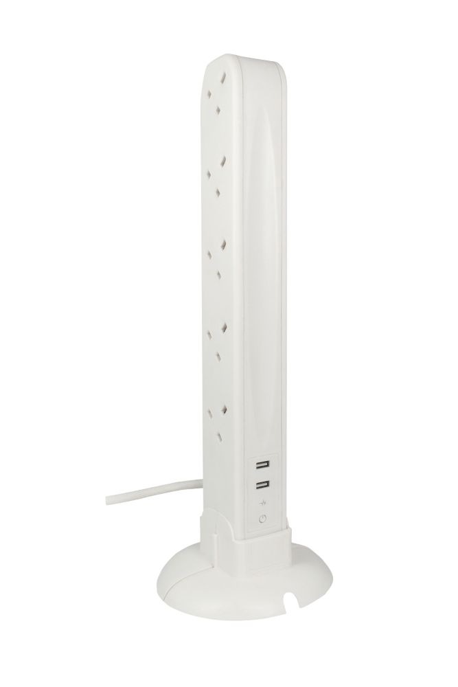 Masterplug 13A 10Gang Unswitched SurgeProtected Tower Extension Lead