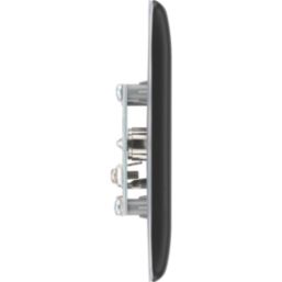 British General Nexus Metal 1-Gang Coaxial TV / FM Socket Matt Black with Colour-Matched Inserts