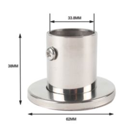 Essentials Rail End Sockets Polished Stainless Steel 32mm 2 Pack