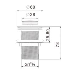 ETAL Unslotted Push Button Basin Waste Matt Black 60mm