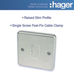 Hager Sollysta WRSU83BSW  13A Unswitched Fused Spur  Brushed Steel with White Inserts