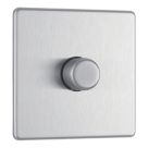 LAP  1-Gang 2-Way LED Dimmer Switch  Brushed Steel with Colour-Matched Inserts