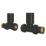 ETAL Rise 15mm x 1/2" Black Straight Designer Manual Radiator Valve Head & Body  2 Pack