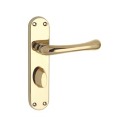 Serozzetta Ibra Lever on Backplate WC Door Handle Pair Polished Brass