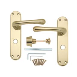 Serozzetta Ibra Lever on Backplate WC Door Handle Pair Polished Brass