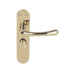 Serozzetta Ibra Lever on Backplate WC Door Handle Pair Polished Brass