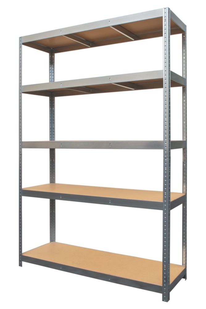 Essentials 5Tier Galvanised Steel Boltless Shelving Unit 1200mm x