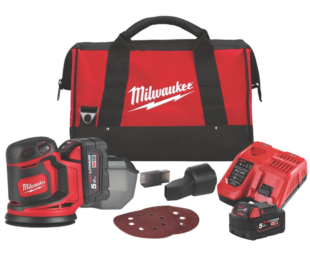 Milwaukee M18 BOS125502B 125mm 18V 2 x 5.0Ah LiIon RedLithium