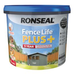Ronseal Fence Life Plus 9Ltr Sage Shed & Fence Paint