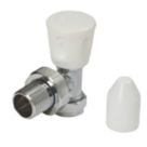 Flomasta  15mm x 21mm White/Chrome Angled Modern Manual Radiator Valve Head & Body