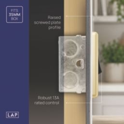 LAP  13A Switched Fused Spur  Satin Brass with Black Inserts