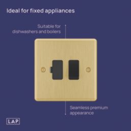 LAP  13A Switched Fused Spur  Satin Brass with Black Inserts